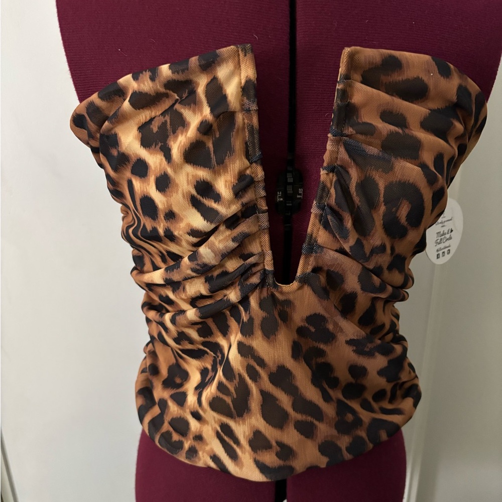 NWT Jolie & Joy brown leopard V wired bandeau, Size XL